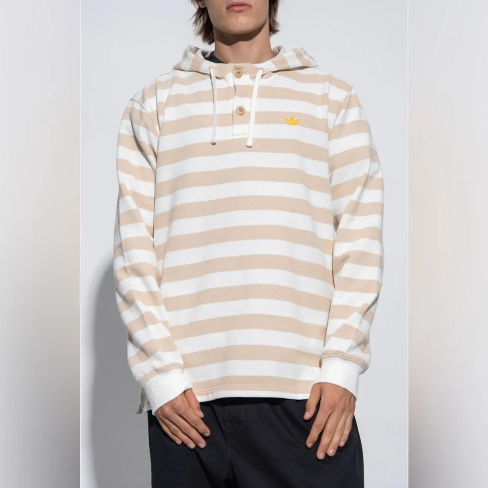 Adidas originals nice knitted stripped hoodie size medium 100% cotton